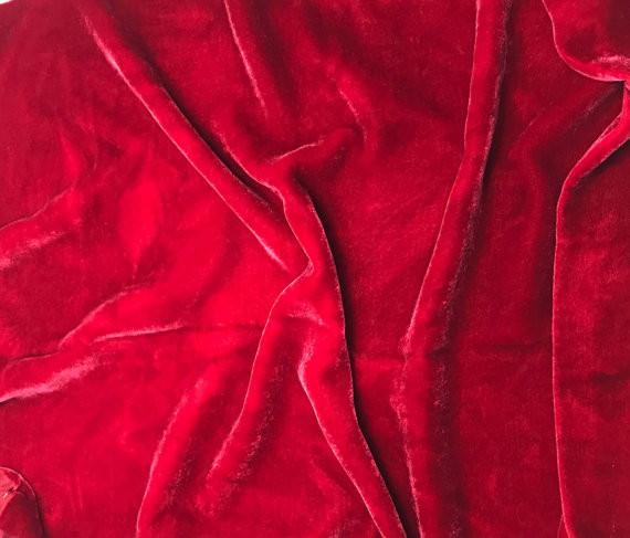 Cherry Red - Hand Dyed Silk Velvet