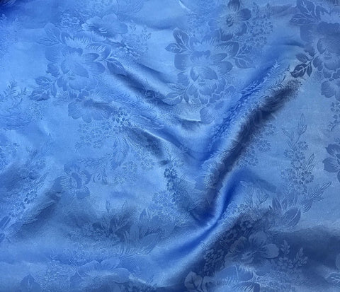 Cornflower Blue Floral - Hand Dyed Silk Jacquard