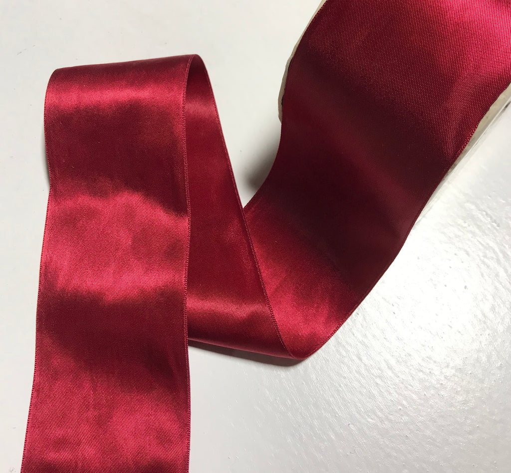 Cranberry Red 2 1/4 Vintage Grayblock Double Faced Satin Ribbon – Prism  Fabrics & Crafts