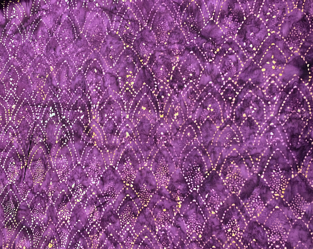 Pointed Scales on Purple - Cranberry Chutney - by Kenna Ogg for Northcott Banyan Batik
