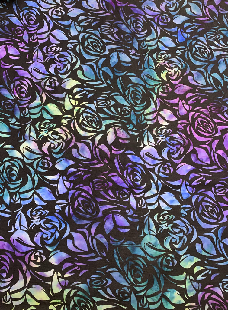 Blue Purple Floral - Cubism Indigo Ice - Banyan Batiks Studio for Northcott Fabric