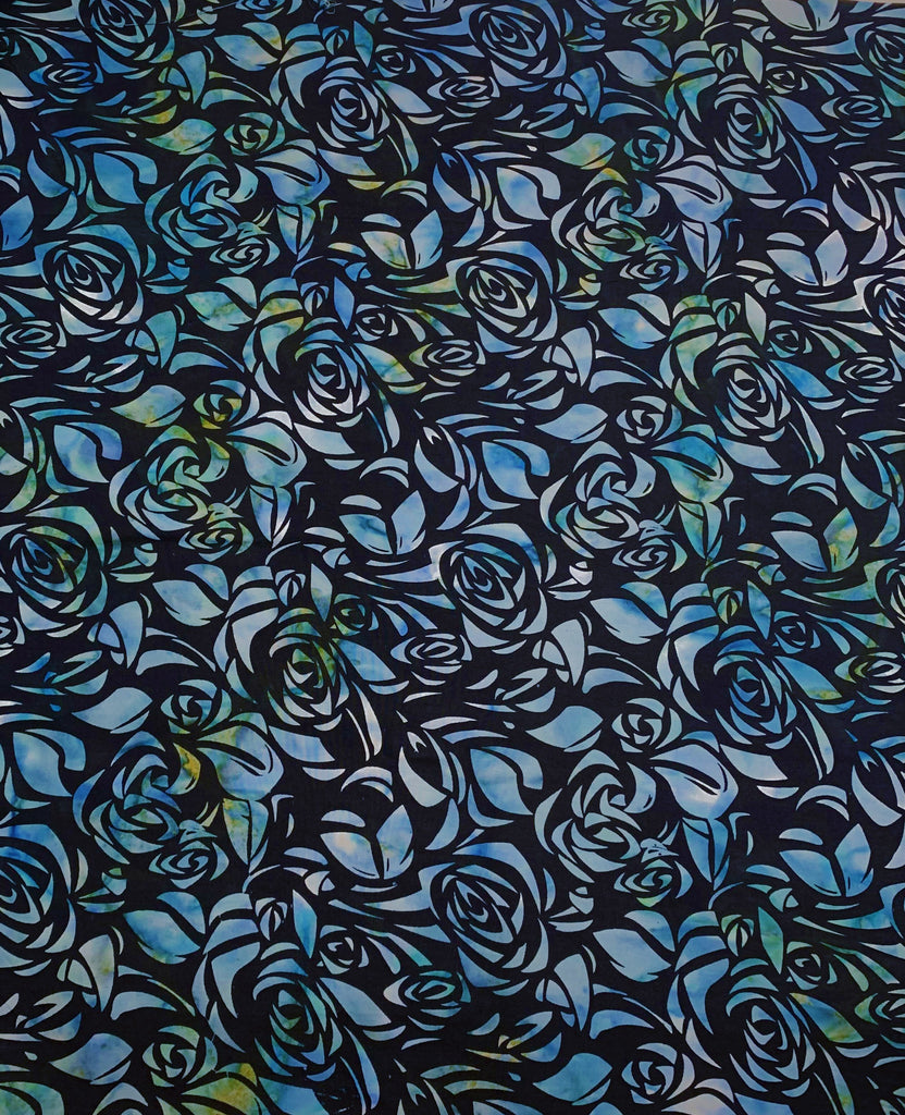 Ocean Blues Floral - Cubism Sandy Shoreline - Banyan Batiks Studio for Northcott Fabric