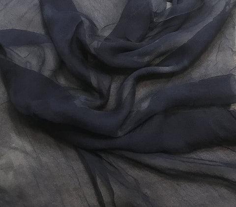 Dark Denim Blue - 3mm Hand Dyed Silk Gauze Chiffon
