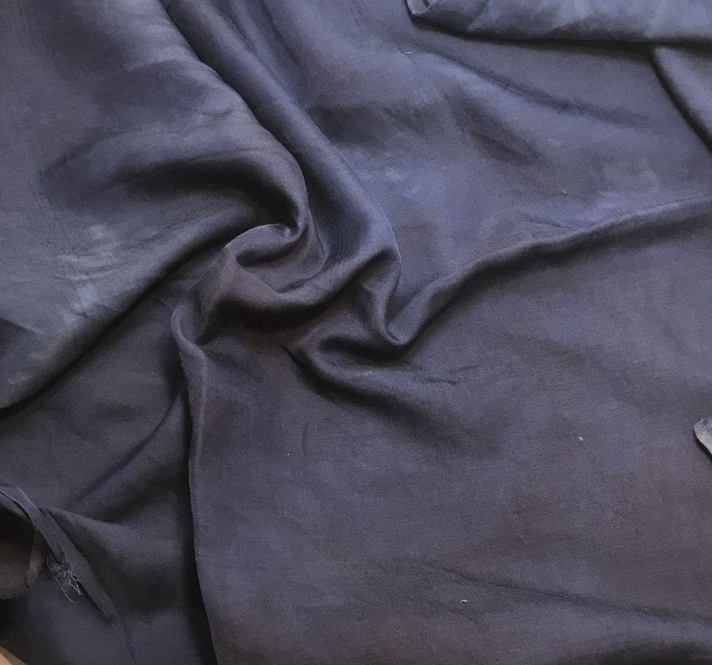 Dark Denim Blue - Hand Dyed Silk/Cotton Sateen