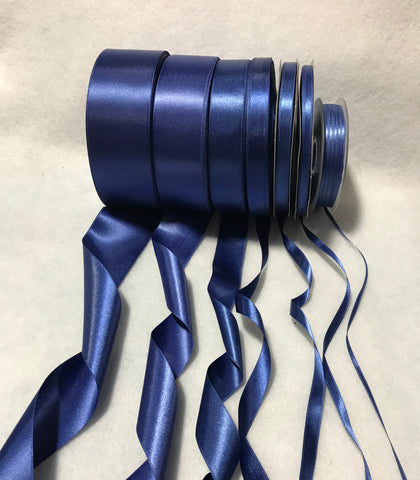 Dark Blue Double Sided Satin Ribbon - Made in France (7 Widths to choose from)