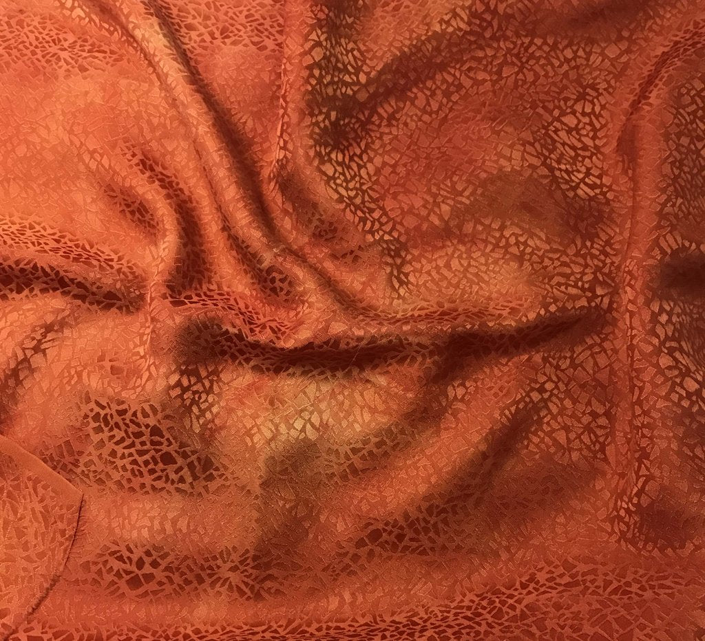Deep Orange Pebbles - Hand Dyed Silk Jacquard