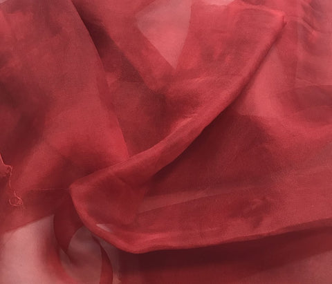Deep Scarlet Red - Hand Dyed Silk Organza
