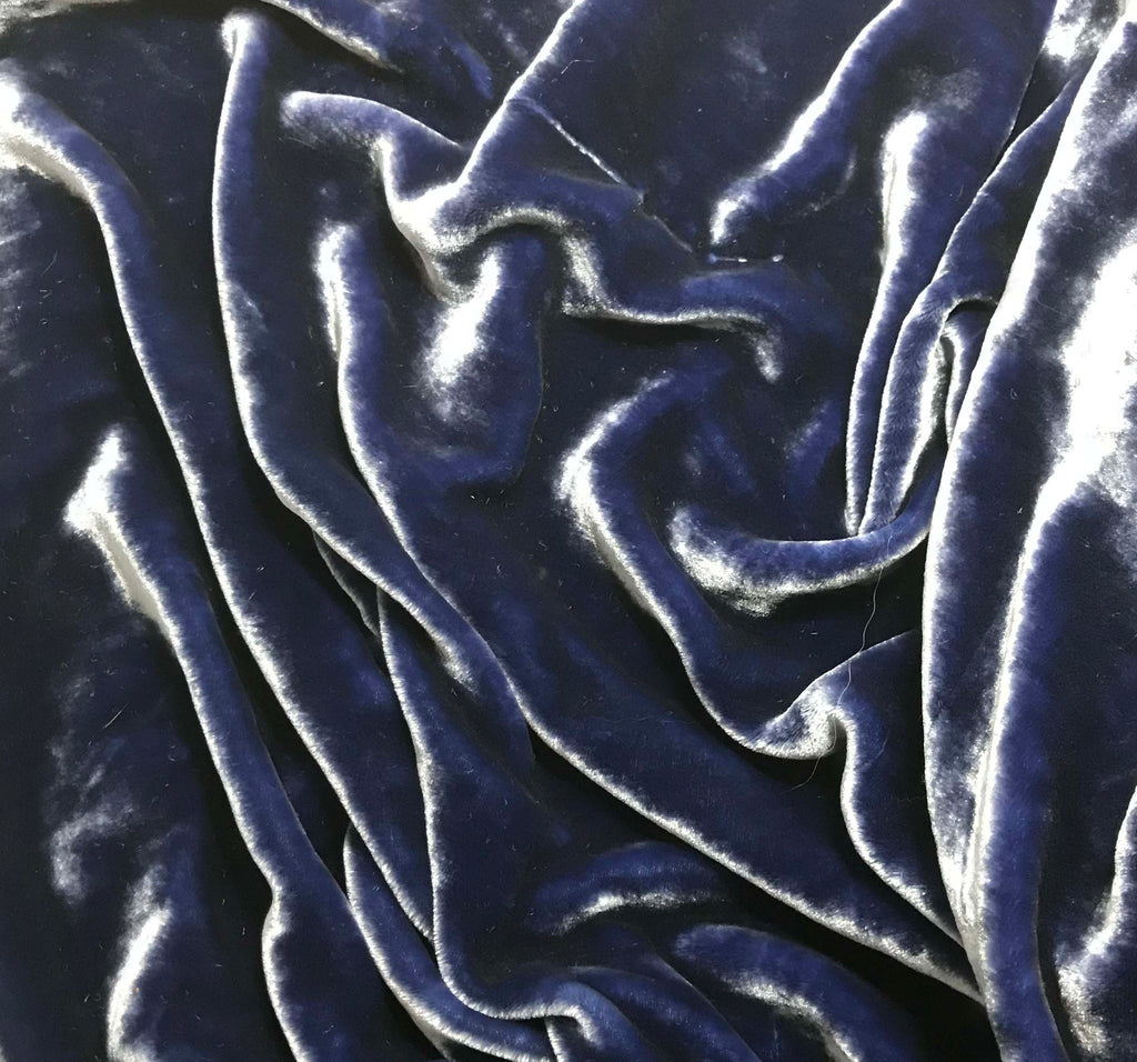 Denim Blue - Hand Dyed Very Plush Silk Velvet