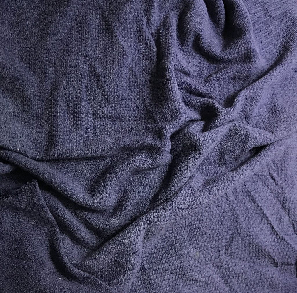 Denim Blue - Hand Dyed Squares Weave Silk Noil