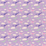 Dinosaur Stories - Flying Dinos Purple - Paintbrush Studio Cotton Fabrics