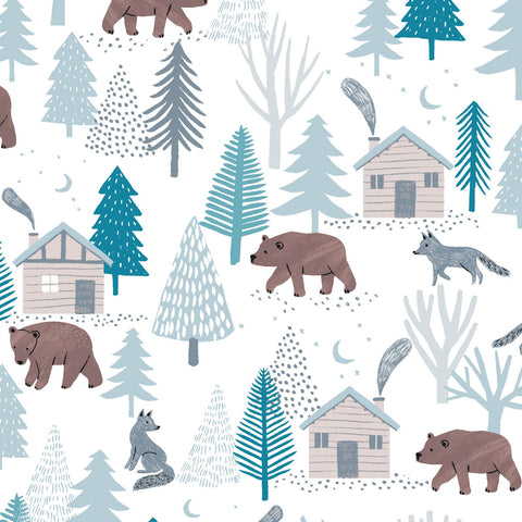 Dreaming of Snow Bears - Clothworks by Rebecca Jones Cotton Fabric