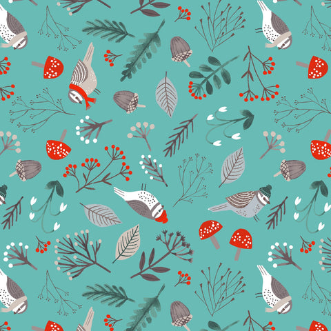 Dreaming of Snow Birds in Scarves - Clothworks by Rebecca Jones Cotton Fabric