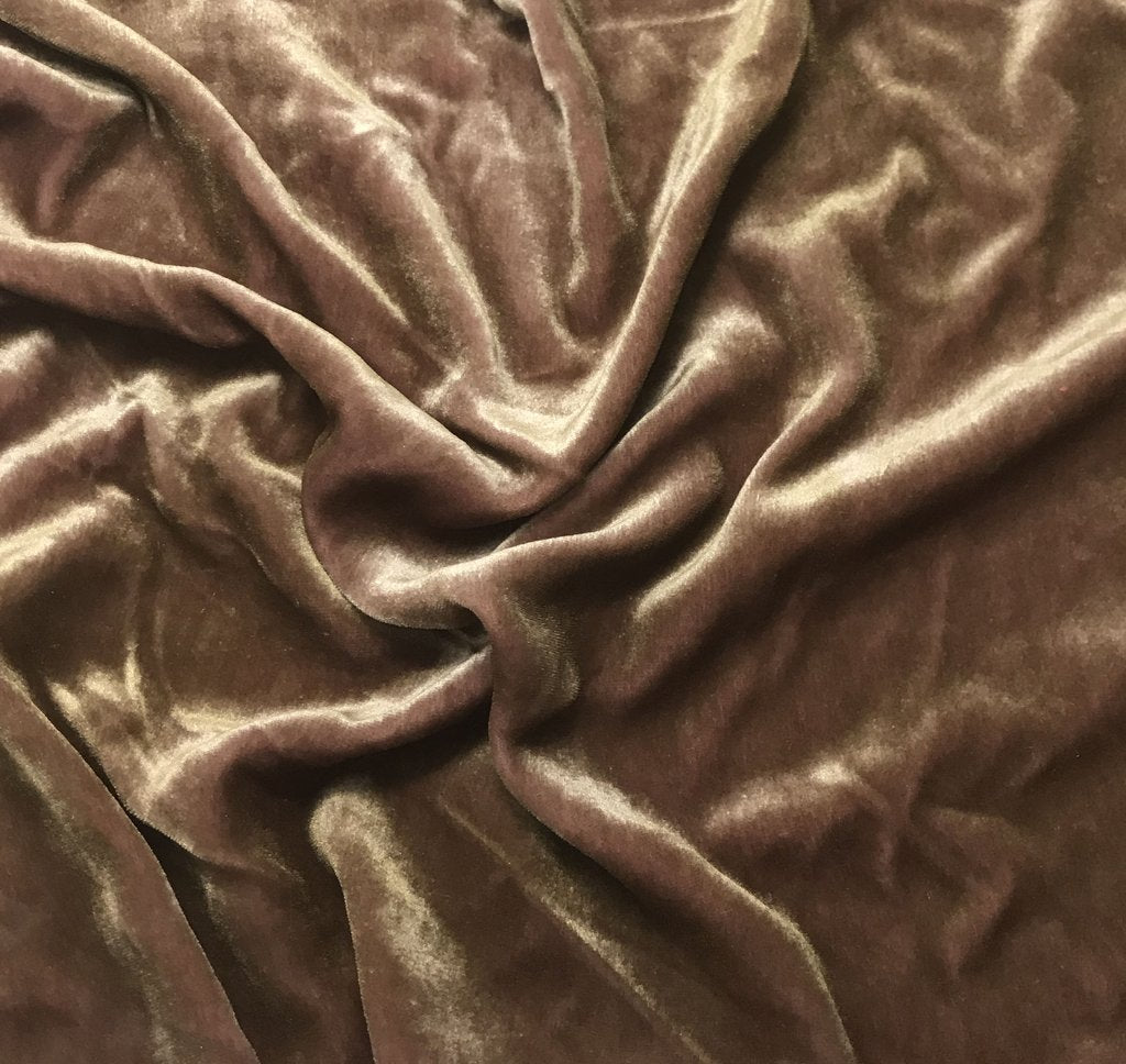 Antique Gold on Dusty Rose - Hand Painted Silk Velvet Fabric