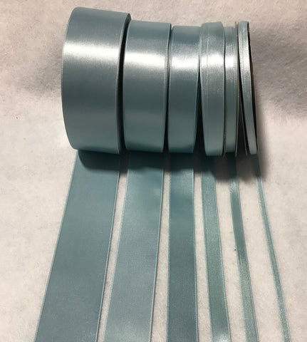 Dusty Light Blue Double Sided Satin Ribbon - Made in France (7 Widths to choose from)