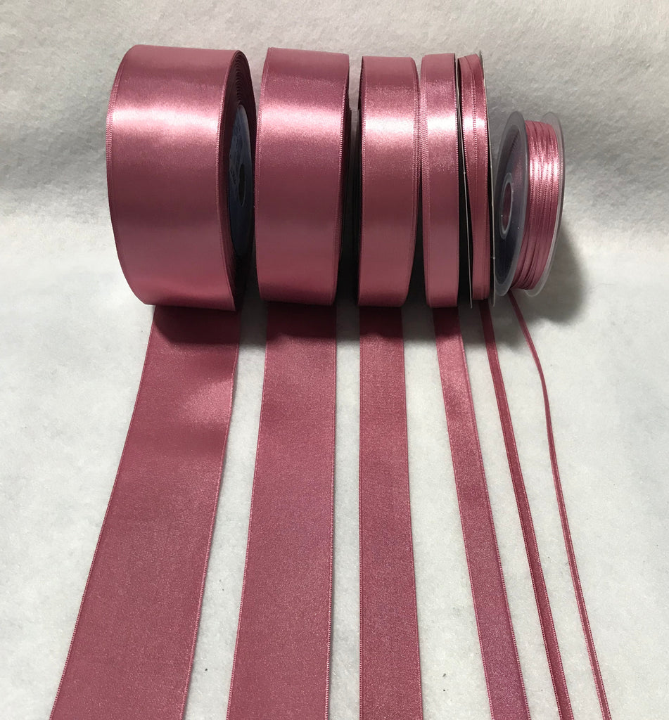 Dusty Rose Double Sided Satin Ribbon - Made in France (7 Widths to choose from)