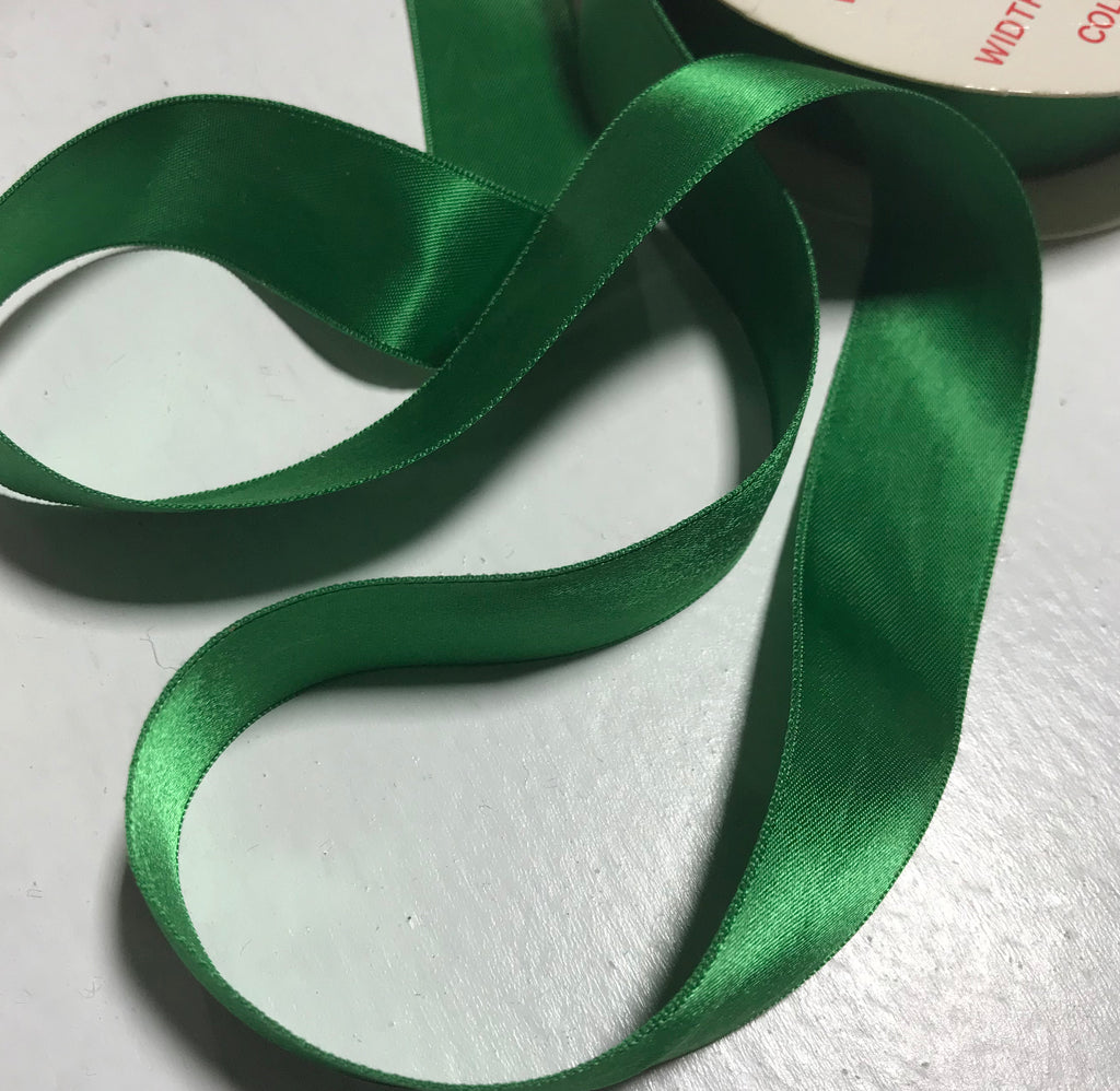 Emerald Green 7/8" Vintage Grayblock Double Faced Satin Ribbon