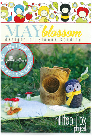 Hilltop Fox Playset - Owl, Playmat & Tree Stump Sewing Pattern - May Blossom