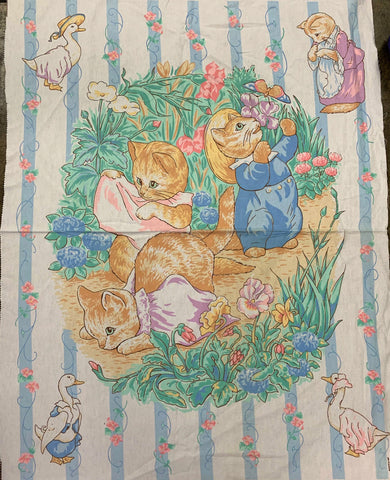 Kittens in the Garden - Beatrix Potter Cotton Flannel Panel