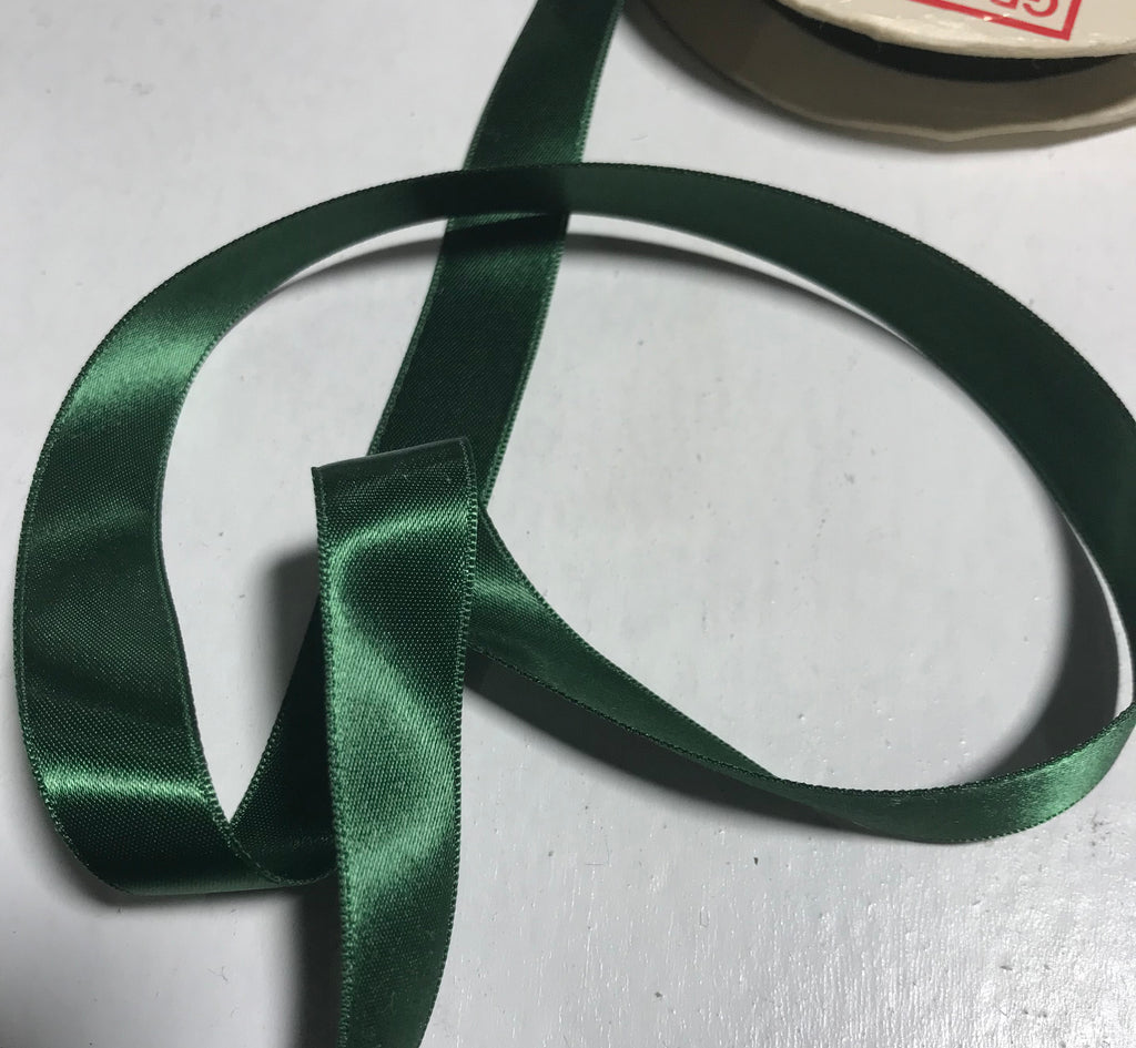 Forest Green 5/8" Vintage Grayblock Double Faced Satin Ribbon