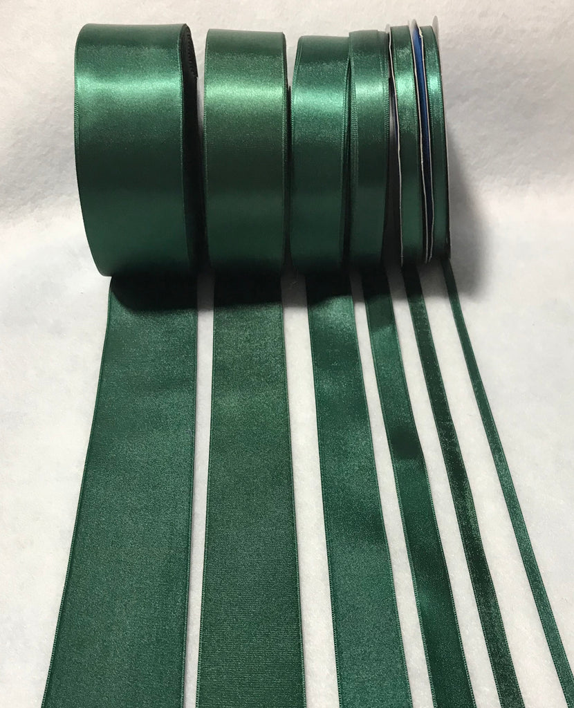 Forest Green Double Sided Satin Ribbon - Made in France (7 Widths to choose from)