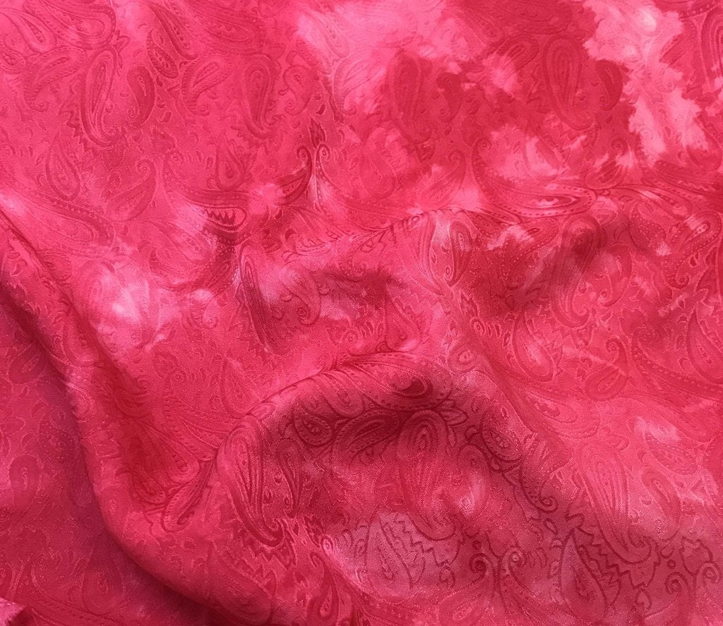 Fuchsia Pink Paisley - Hand Dyed Silk Jacquard