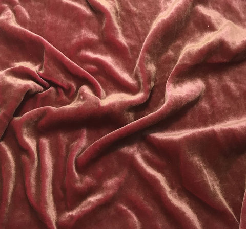 IRIDESCENT BRICK RED Silk Velvet Fabric 