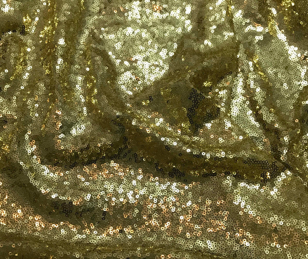 Gold - Sequin Spangle Sewn on Mesh Fabric