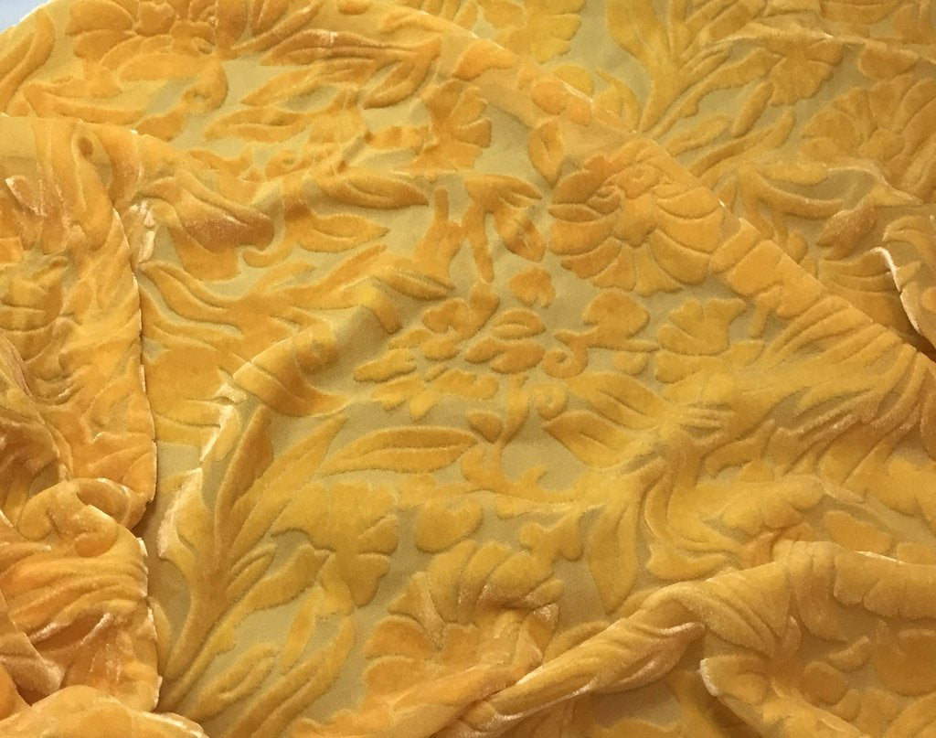 Golden Poppy Floral - Hand Dyed Burnout Silk Velvet
