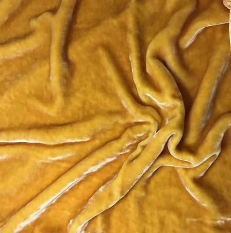 Golden Yellow - Hand Dyed Very Plush Silk Velvet