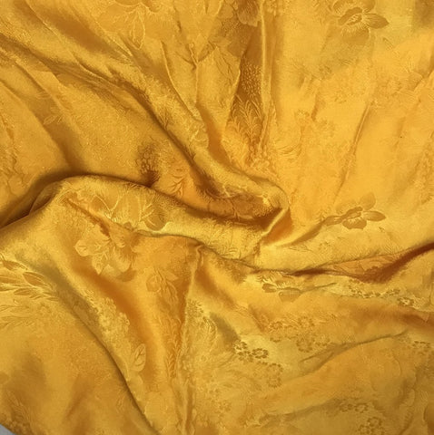 Golden Yellow Floral - Hand Dyed Silk Jacquard