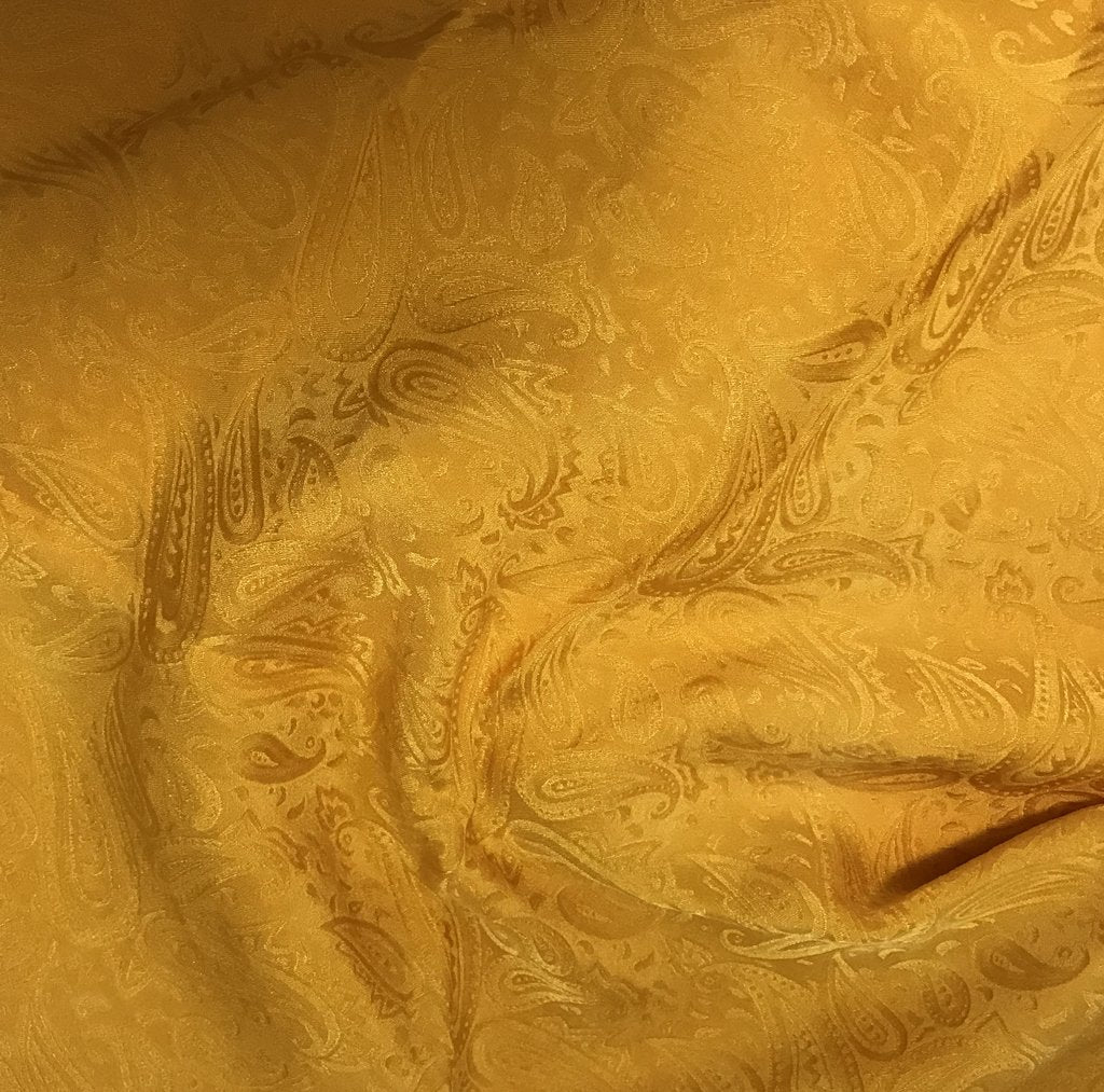 Golden Yellow Paisley - Hand Dyed Silk Jacquard