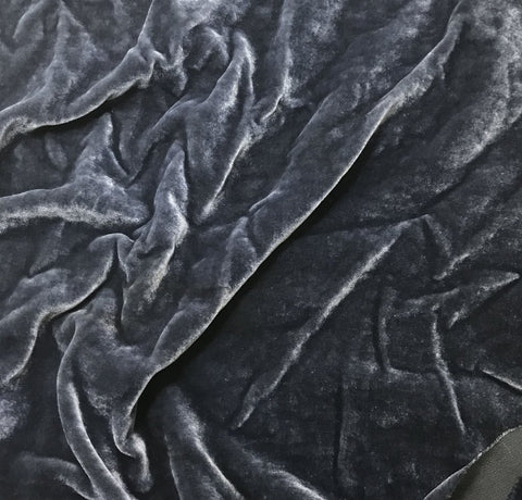 Gray Blue  - Hand Dyed Silk Velvet