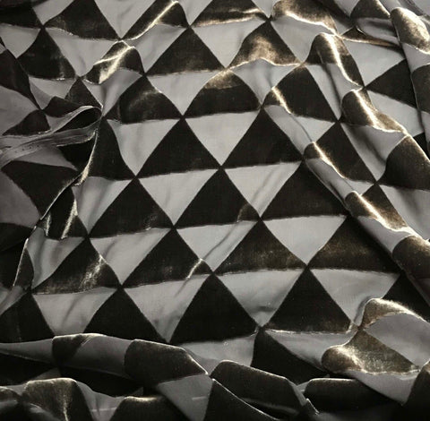 Gray Triangles - Burnout Silk Velvet