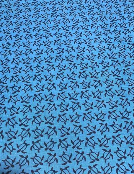 Blue Turtles - Hawaiian Cotton/Polyester Fabric by Reyn Spooner