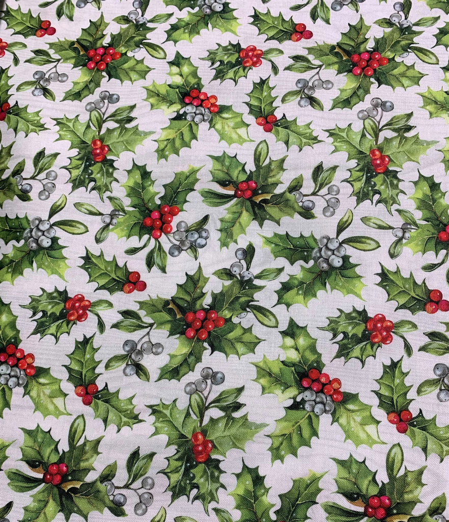 Holly Toss Pale Gray/Multi - The Scarlet Feather - By Deborah Edwards for Northcott Studio Fabrics