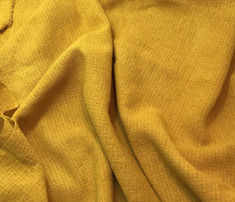 Honey Mustard Yellow - Hand Dyed Squares Weave Silk Noil
