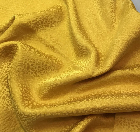 Honey Mustard Yellow Pebbles - Hand Dyed Silk Jacquard