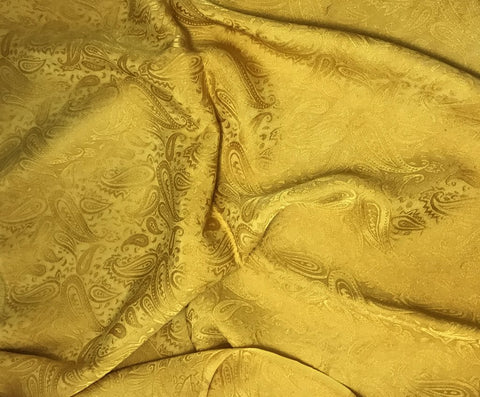 Honey Mustard Paisley - Hand Dyed Silk Jacquard