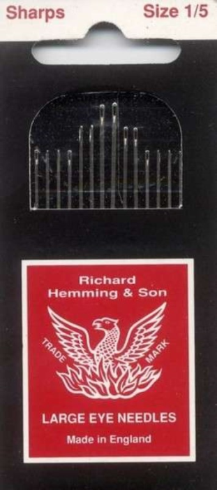 Richard Hemming Needles - Sharps Size 1/5 - Made in England