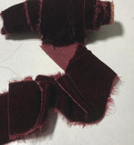 Burgundy Red Silk Velvet Ribbon ( 4 Widths to choose from)