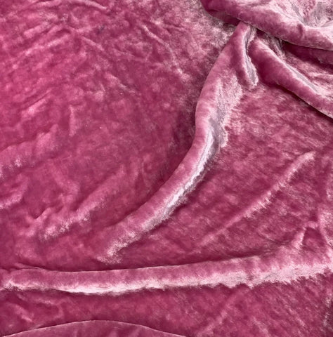 Peony Pink - Hand Dyed Very Plush Long Pile Silk Velvet Fabric