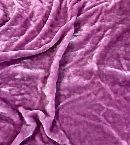 Plum Blossom - Hand Dyed Very Plush Long Pile Silk Velvet Fabric