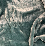 Gray Green - Hand Dyed Very Plush Long Pile Silk Velvet Fabric