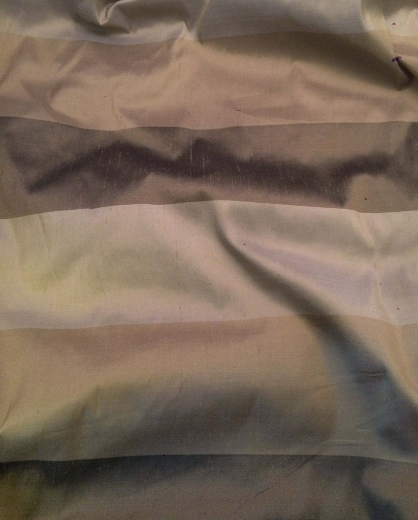 Brown & Taupe Stripe - Silk Dupioni Fabric