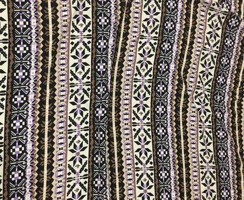 Lavender & Pecan Tribal Aztec - Rayon Challis Fabric