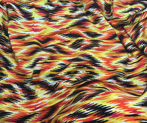 Yellow & Orange Ethnic Ikat - Rayon Challis Fabric