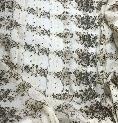 Ecru Snakeskin - Silk/ Cotton Voile Fabric