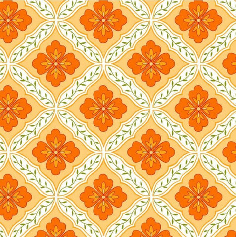 Orange Catalina Floral - Maywood Studio Cotton Fabric
