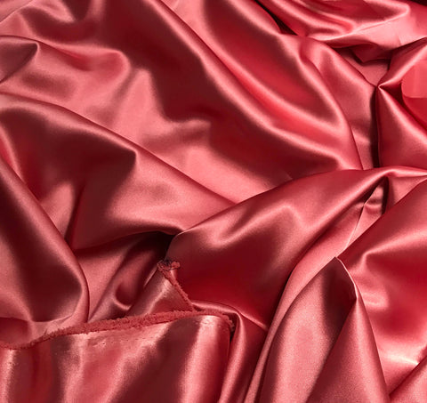 Coral Pink - Faux Silk Charmeuse Satin Fabric