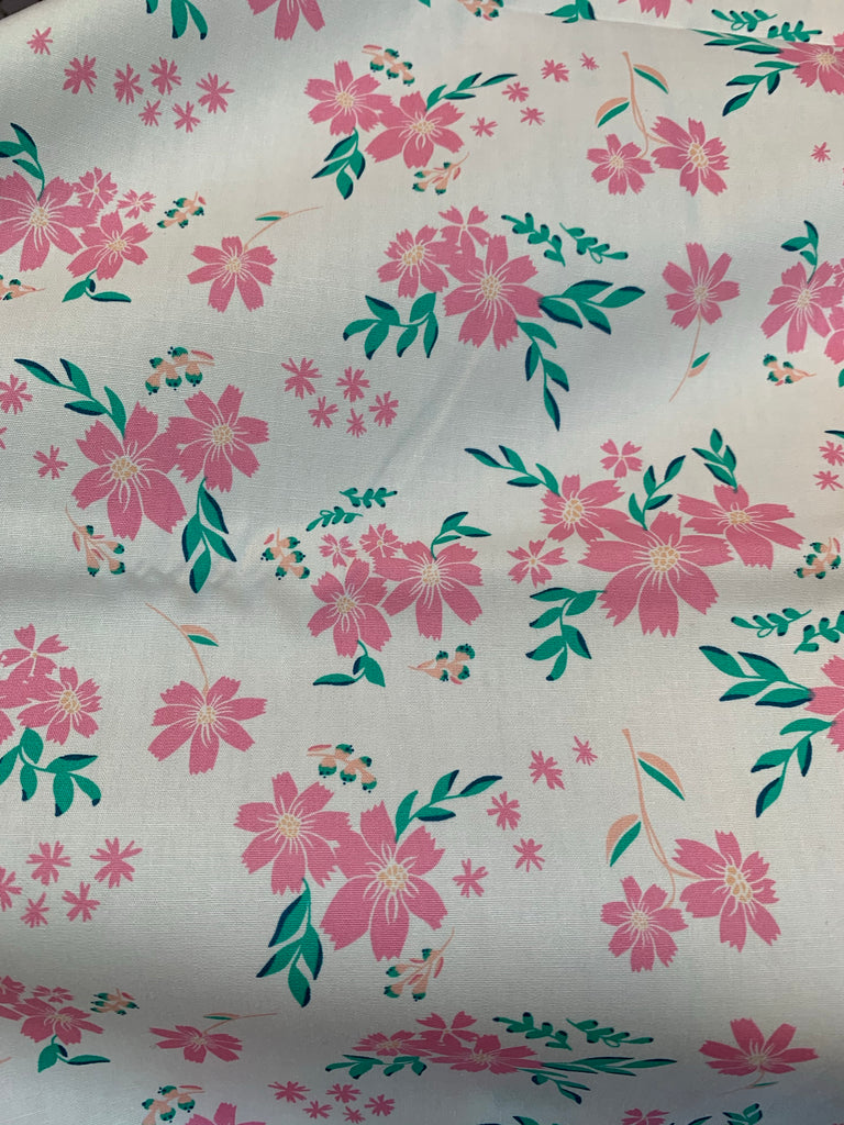 Flyaway Petalums Joyful - Pink Flowers on White by Art Gallery 100% Cotton Fabric